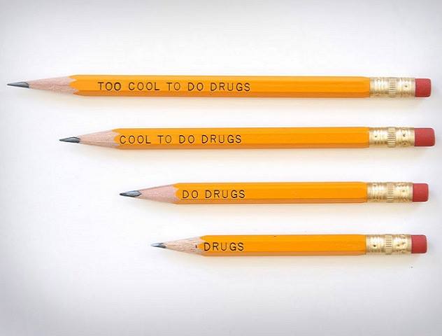 anti-drug message on pencils